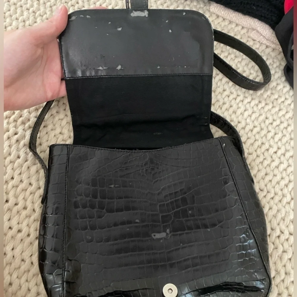 Black Snakeskin Leather Crossbody purse